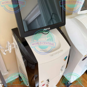 Practitioner performing laser hair removal treatment using Alma Harmony XL Pro SHR technology.