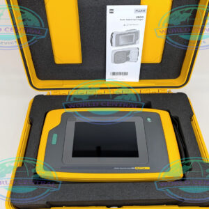 Technician using Fluke ii900 acoustic imaging camera in manufacturing facility