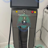 Patient undergoing laser hair removal treatment with Alma Soprano Titanium system.