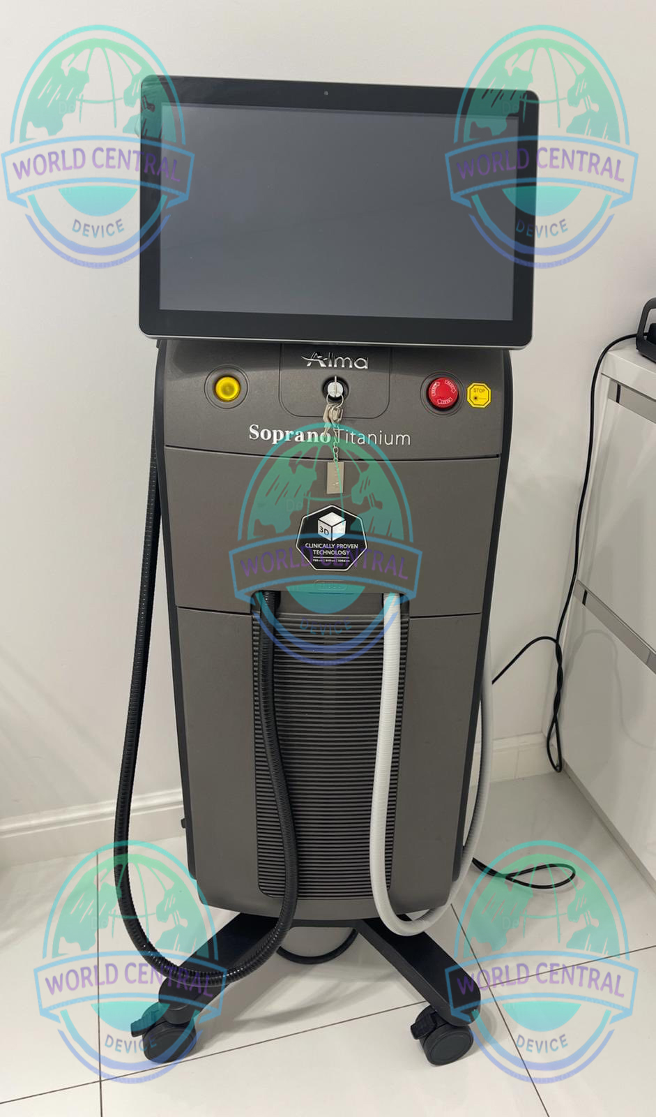 Comfortable Laser Hair Removal with Alma Soprano Titanium Patient undergoing laser hair removal treatment with Alma Soprano Titanium system.