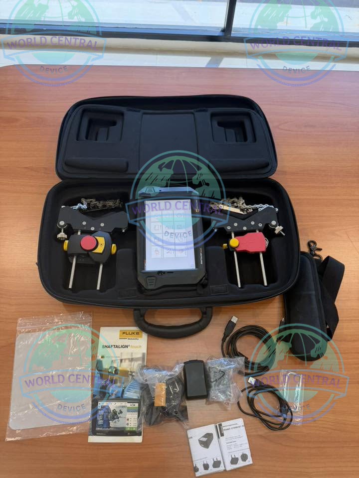 Industrial Predictive Maintenance Tool Industrial maintenance technician using Pruftechnik ShaftAlign Touch