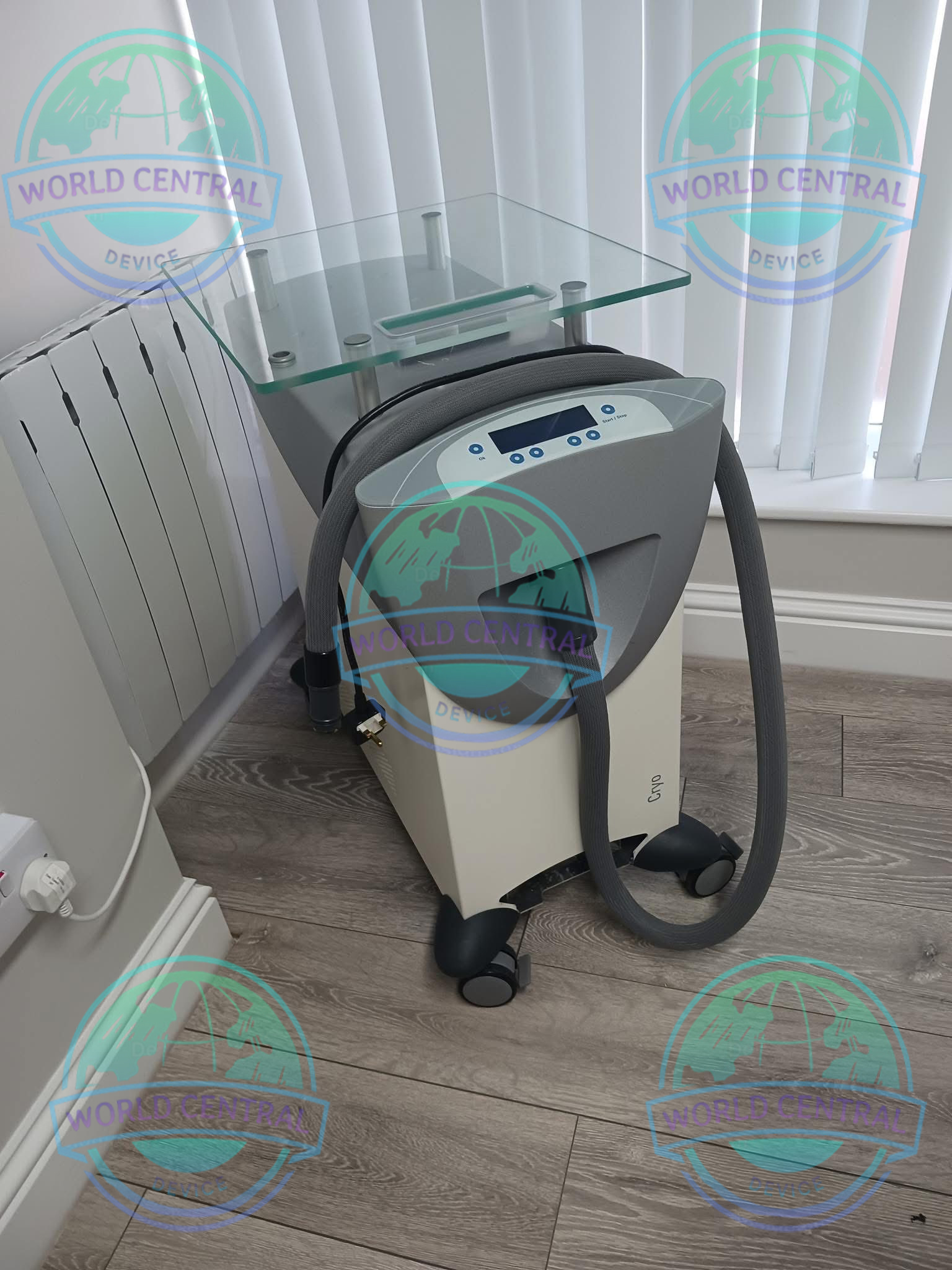 Cryo 6 for Laser Hair Removal Zimmer Cryo 6 cooling device used during laser hair removal treatment.