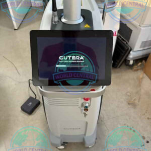 Patient receiving Cutera Secret Pro facial skin rejuvenation treatment for wrinkles and texture improvement