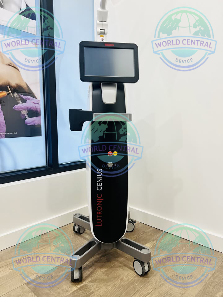 Genius RF Facial Rejuvenation Treatment Patient receiving Cynosure Lutronic Genius RF microneedling treatment for skin tightening and wrinkle reduction