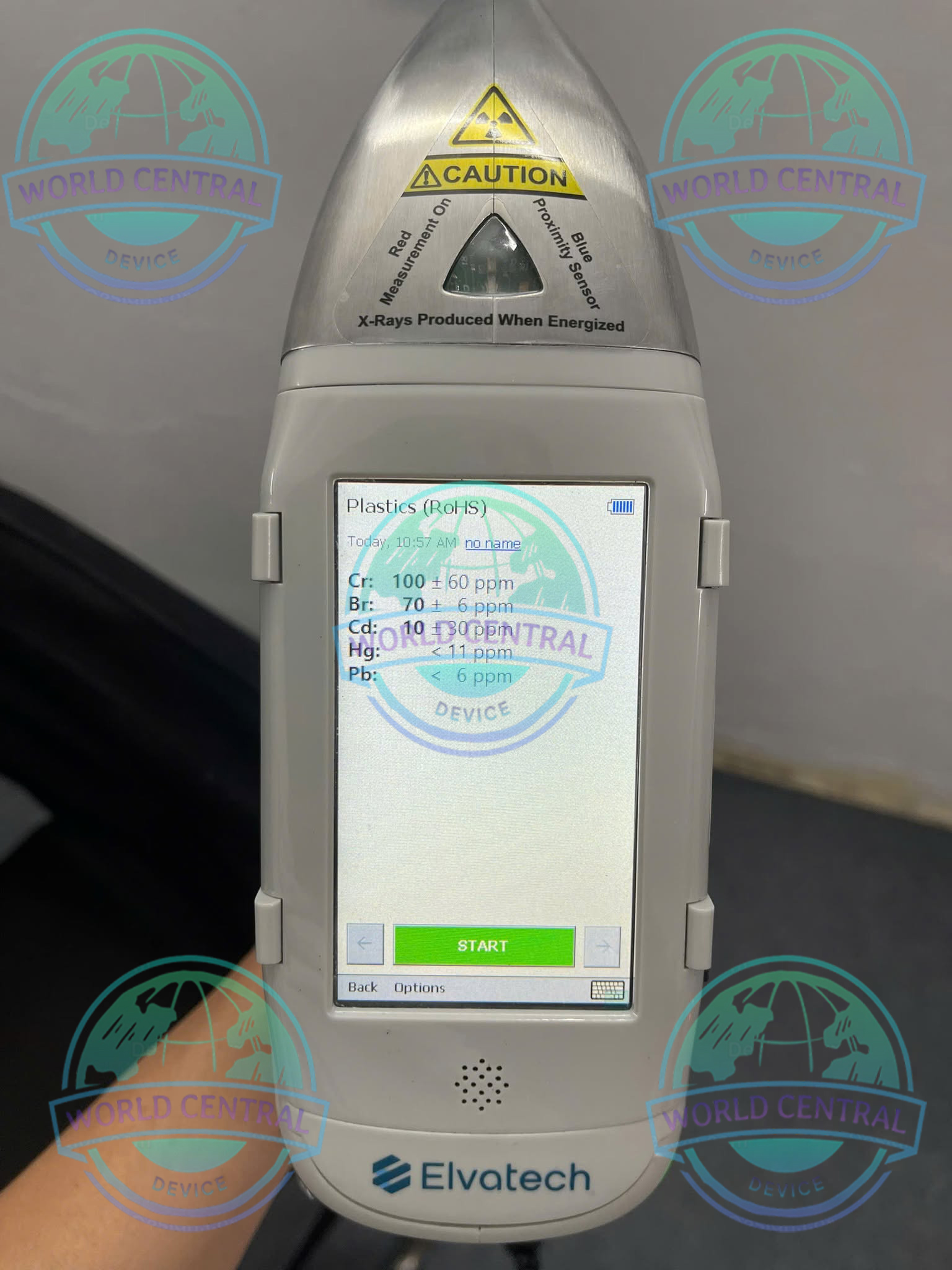 PMI Inspection with Elvatech ProSpector 2 Elvatech ProSpector 2 handheld XRF analyzer performing positive material identification