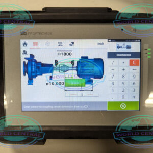 Technician performing motor and pump shaft alignment using Pruftechnik Optalign Touch