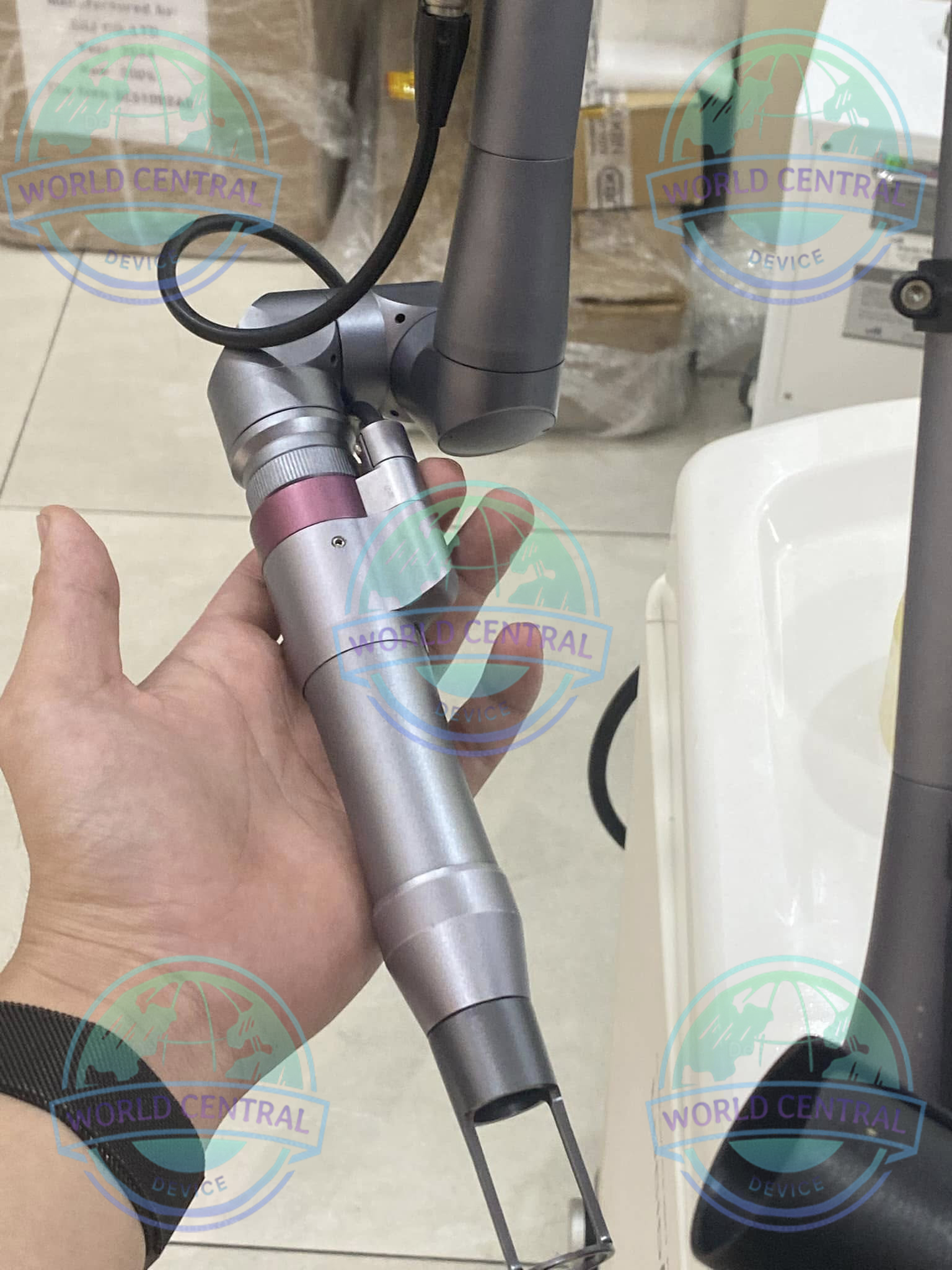 Laser Toning and Skin Rejuvenation Patient receiving laser toning and skin rejuvenation treatment with Bison Lucid Q-PTP.