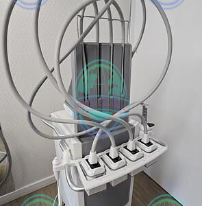 Venus Bliss body contouring treatment on abdominal area using hands-free applicators