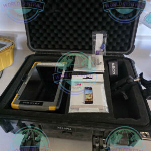 Surveyor using Topcon FC-6000 with GNSS receiver in the field